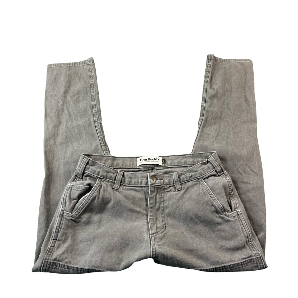 Tom Beckbe Gray Canvas‎ Men's Workwear Pant Size 31x28 Double Knee